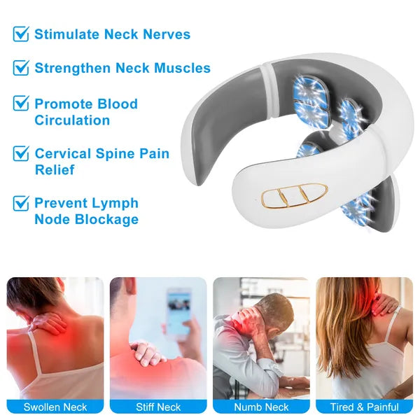 4 Heads/8 Heads Options Neck Massager With Heat Cordless Cervical Neck Massager EMS Neck Massager With 6 Modes 20 Intensity Levels Remote Control Voice Prompt