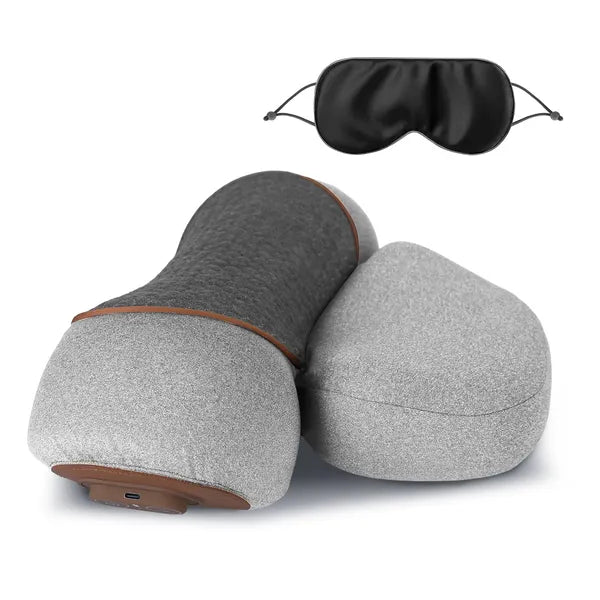 3 In 1 Neck Massager Pillow With Vibration Heating Therapy Airbag Stretching Memory Foam Fillings Ergonomic Cervical Massager With Portable Storage Bag Eye Mask GPCT5476