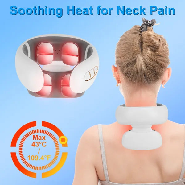 4 Heads/8 Heads Options Neck Massager With Heat Cordless Cervical Neck Massager EMS Neck Massager With 6 Modes 20 Intensity Levels Remote Control Voice Prompt