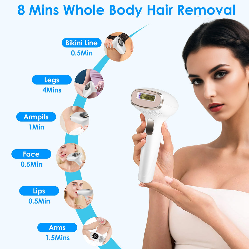 3 In 1 Ice Cooling Laser Hair Removal Painless Permanent At-Home IPL Hair Removal With 999,999 Flashes 9 Energy Levels 2 Modes For Armpits Legs Arms Bikini Line