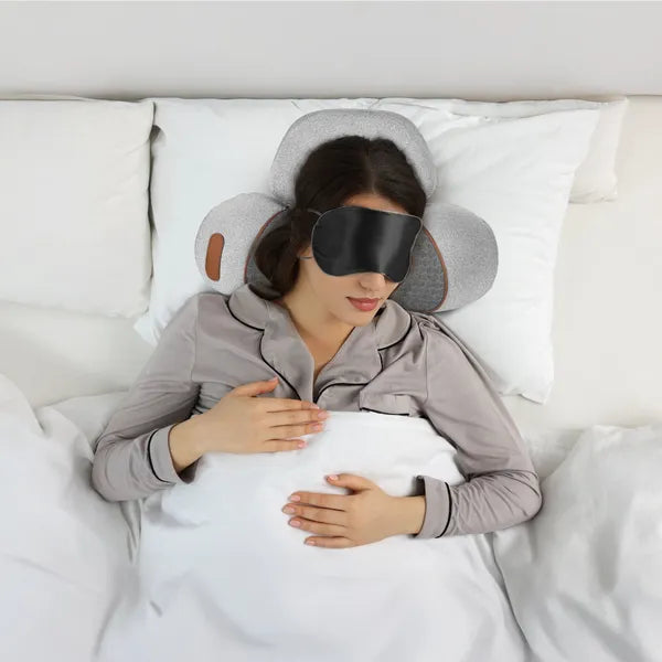 3 In 1 Neck Massager Pillow With Vibration Heating Therapy Airbag Stretching Memory Foam Fillings Ergonomic Cervical Massager With Portable Storage Bag Eye Mask GPCT5476