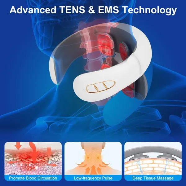 4 Heads/8 Heads Options Neck Massager With Heat Cordless Cervical Neck Massager EMS Neck Massager With 6 Modes 20 Intensity Levels Remote Control Voice Prompt